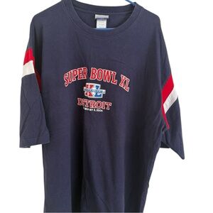 Reebok Mens Vintage Football Super Bowl XL Navy Blue Detroit Graphic T Shirt 2XL